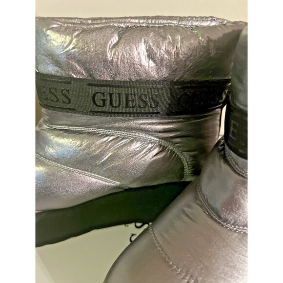 Guess Boots Womens Size 7.5 Pewter Silver Platform Boots GWJILONA2 Winter Style - Picture 5 of 9
